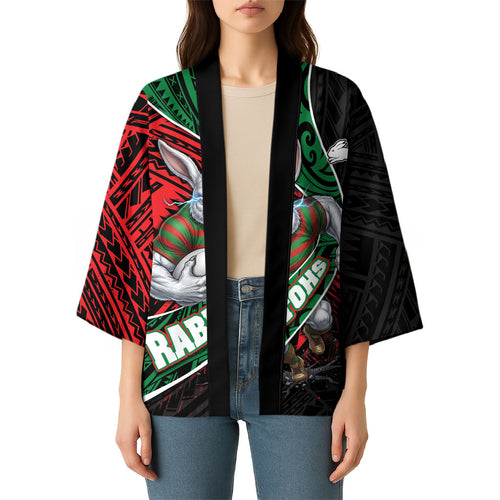 South Sydney Rabbitohs Rugby Kimono Tribal Polynesian Power Art - Lightning Mascot
