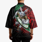 South Sydney Rabbitohs Rugby Kimono Tribal Polynesian Power Art - Lightning Mascot