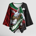 South Sydney Rabbitohs Rugby Kimono Sleeve Blouse Tribal Polynesian Power Art - Lightning Mascot