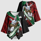 South Sydney Rabbitohs Rugby Kimono Sleeve Blouse Tribal Polynesian Power Art - Lightning Mascot