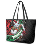 South Sydney Rabbitohs Rugby Leather Tote Bag Tribal Polynesian Power Art - Lightning Mascot