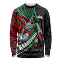 South Sydney Rabbitohs Rugby Long Sleeve Shirt Tribal Polynesian Power Art - Lightning Mascot