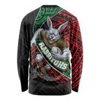 South Sydney Rabbitohs Rugby Long Sleeve Shirt Tribal Polynesian Power Art - Lightning Mascot