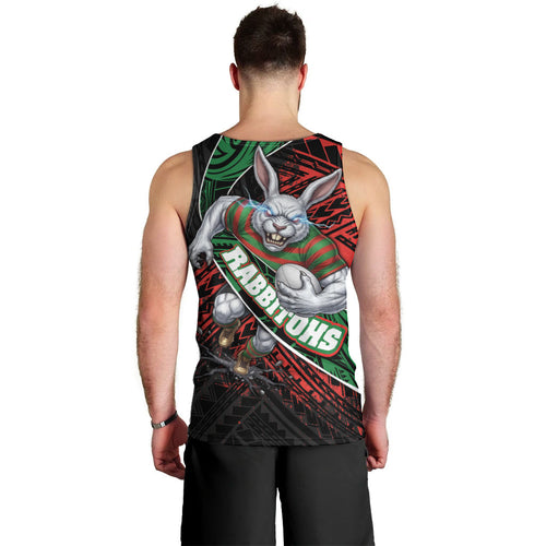 South Sydney Rabbitohs Rugby Men Tank Top Tribal Polynesian Power Art - Lightning Mascot