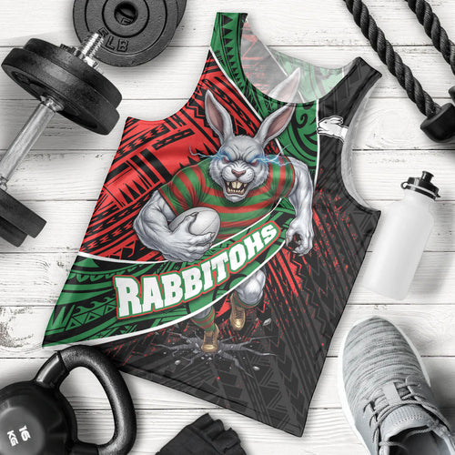 South Sydney Rabbitohs Rugby Men Tank Top Tribal Polynesian Power Art - Lightning Mascot