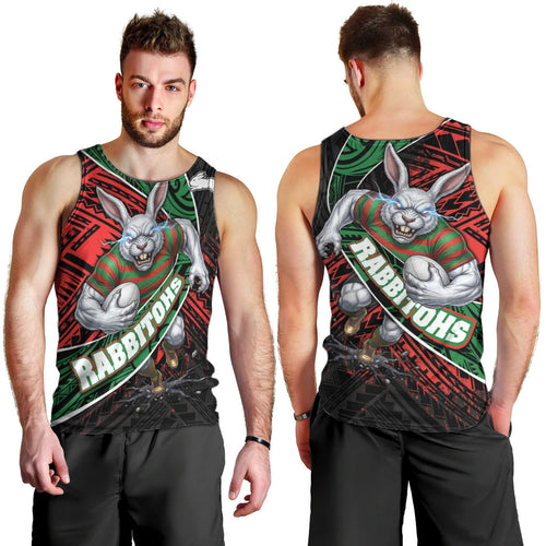 South Sydney Rabbitohs Rugby Men Tank Top Tribal Polynesian Power Art - Lightning Mascot