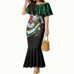 South Sydney Rabbitohs Rugby Mermaid Dress Tribal Polynesian Power Art - Lightning Mascot