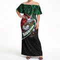 South Sydney Rabbitohs Rugby Off Shoulder Maxi Dress Tribal Polynesian Power Art - Lightning Mascot