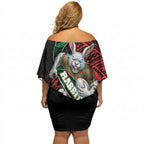 South Sydney Rabbitohs Rugby Off Shoulder Short Dress Tribal Polynesian Power Art - Lightning Mascot