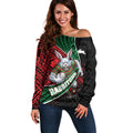 South Sydney Rabbitohs Rugby Off Shoulder Sweater Tribal Polynesian Power Art - Lightning Mascot
