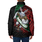 South Sydney Rabbitohs Rugby Padded Jacket Tribal Polynesian Power Art - Lightning Mascot