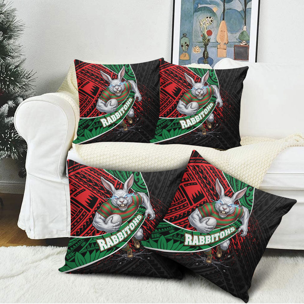 South Sydney Rabbitohs Rugby Pillow Cover Tribal Polynesian Power Art - Lightning Mascot