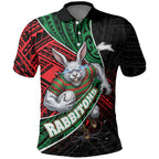 South Sydney Rabbitohs Rugby Polo Shirt Tribal Polynesian Power Art - Lightning Mascot