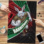 South Sydney Rabbitohs Rugby Puzzle Tribal Polynesian Power Art - Lightning Mascot