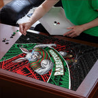 South Sydney Rabbitohs Rugby Puzzle Tribal Polynesian Power Art - Lightning Mascot