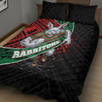 South Sydney Rabbitohs Rugby Quilt Bed Set Tribal Polynesian Power Art - Lightning Mascot