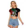 South Sydney Rabbitohs Rugby Raglan Cropped T Shirt Tribal Polynesian Power Art - Lightning Mascot