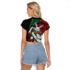 South Sydney Rabbitohs Rugby Raglan Cropped T Shirt Tribal Polynesian Power Art - Lightning Mascot