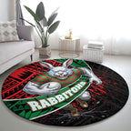 South Sydney Rabbitohs Rugby Round Carpet Tribal Polynesian Power Art - Lightning Mascot