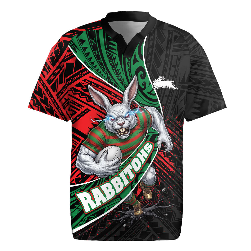 South Sydney Rabbitohs Rugby Rugby Jersey Tribal Polynesian Power Art - Lightning Mascot