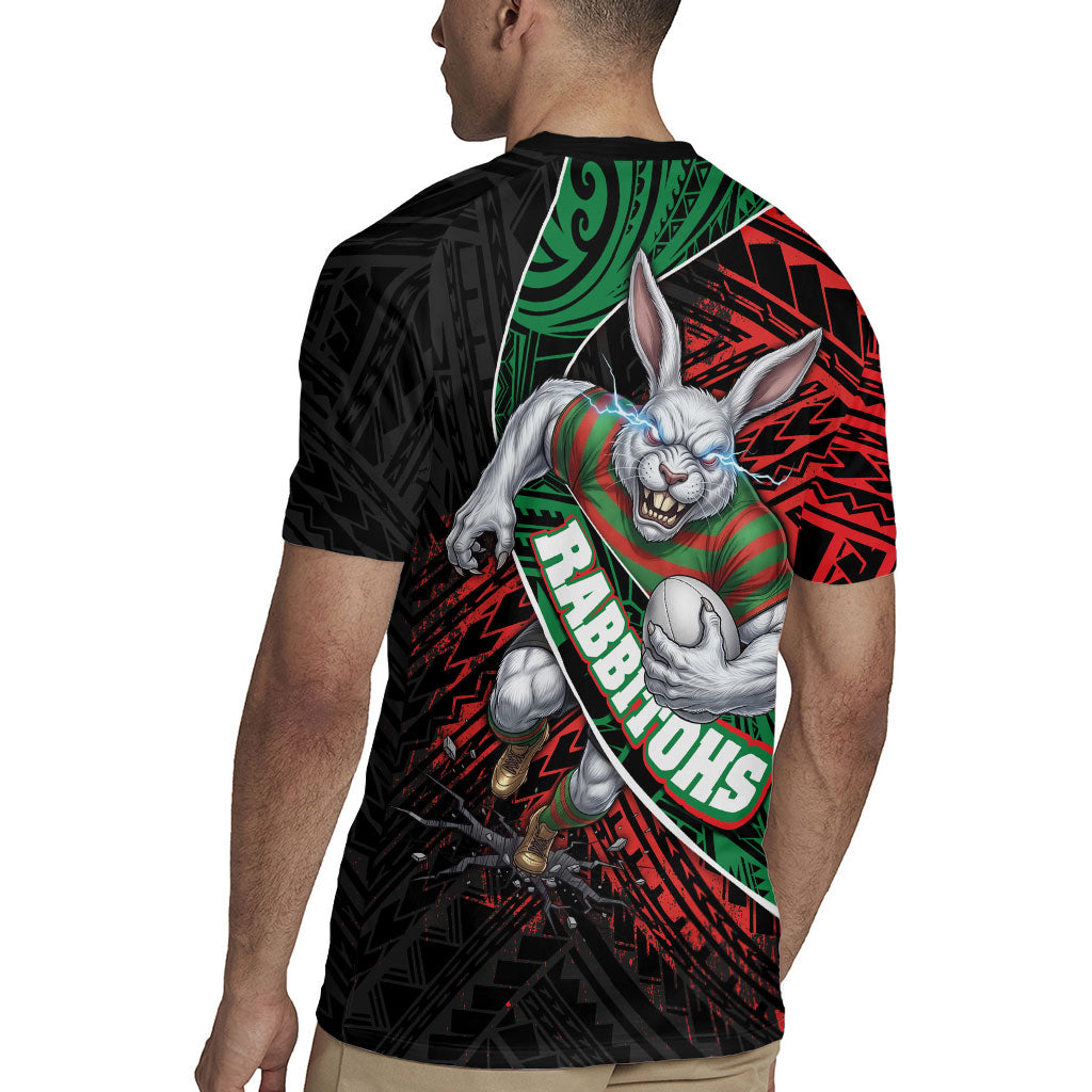 South Sydney Rabbitohs Rugby Rugby Jersey Tribal Polynesian Power Art - Lightning Mascot