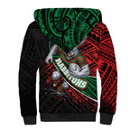 South Sydney Rabbitohs Rugby Sherpa Hoodie Tribal Polynesian Power Art - Lightning Mascot