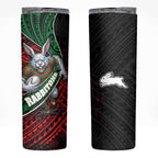 South Sydney Rabbitohs Rugby Skinny Tumbler Tribal Polynesian Power Art - Lightning Mascot