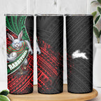 South Sydney Rabbitohs Rugby Skinny Tumbler Tribal Polynesian Power Art - Lightning Mascot