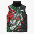 South Sydney Rabbitohs Rugby Sleeveless Puffer Jacket Tribal Polynesian Power Art - Lightning Mascot
