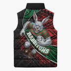South Sydney Rabbitohs Rugby Sleeveless Puffer Jacket Tribal Polynesian Power Art - Lightning Mascot