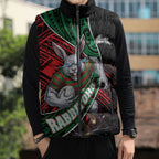 South Sydney Rabbitohs Rugby Sleeveless Puffer Jacket Tribal Polynesian Power Art - Lightning Mascot