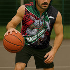 South Sydney Rabbitohs Rugby Sleeveless Zip Hoodie Tribal Polynesian Power Art - Lightning Mascot