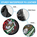 South Sydney Rabbitohs Rugby Spare Tire Cover Tribal Polynesian Power Art - Lightning Mascot