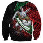 South Sydney Rabbitohs Rugby Sweatshirt Tribal Polynesian Power Art - Lightning Mascot