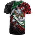 South Sydney Rabbitohs Rugby T Shirt Tribal Polynesian Power Art - Lightning Mascot