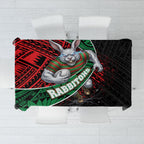 South Sydney Rabbitohs Rugby Tablecloth Tribal Polynesian Power Art - Lightning Mascot