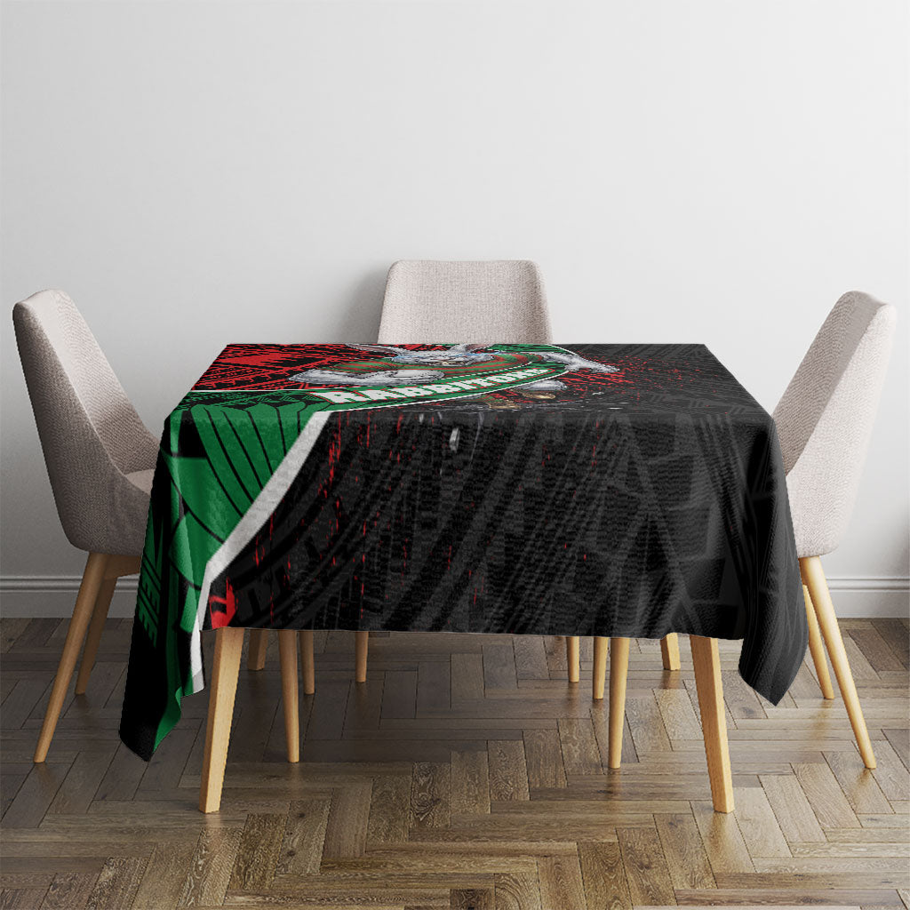 South Sydney Rabbitohs Rugby Tablecloth Tribal Polynesian Power Art - Lightning Mascot