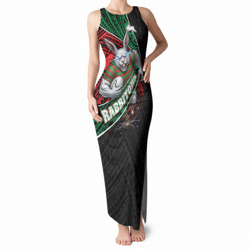 South Sydney Rabbitohs Rugby Tank Maxi Dress Tribal Polynesian Power Art - Lightning Mascot