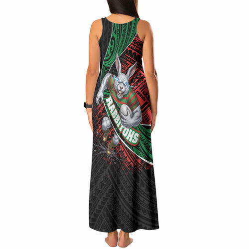 South Sydney Rabbitohs Rugby Tank Maxi Dress Tribal Polynesian Power Art - Lightning Mascot