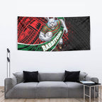 South Sydney Rabbitohs Rugby Tapestry Tribal Polynesian Power Art - Lightning Mascot