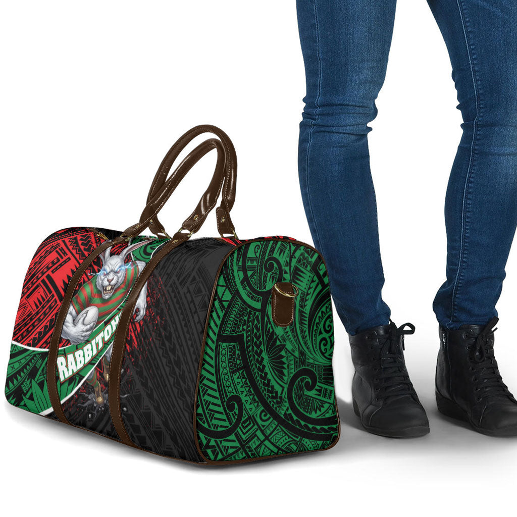 South Sydney Rabbitohs Rugby Travel Bag Tribal Polynesian Power Art - Lightning Mascot