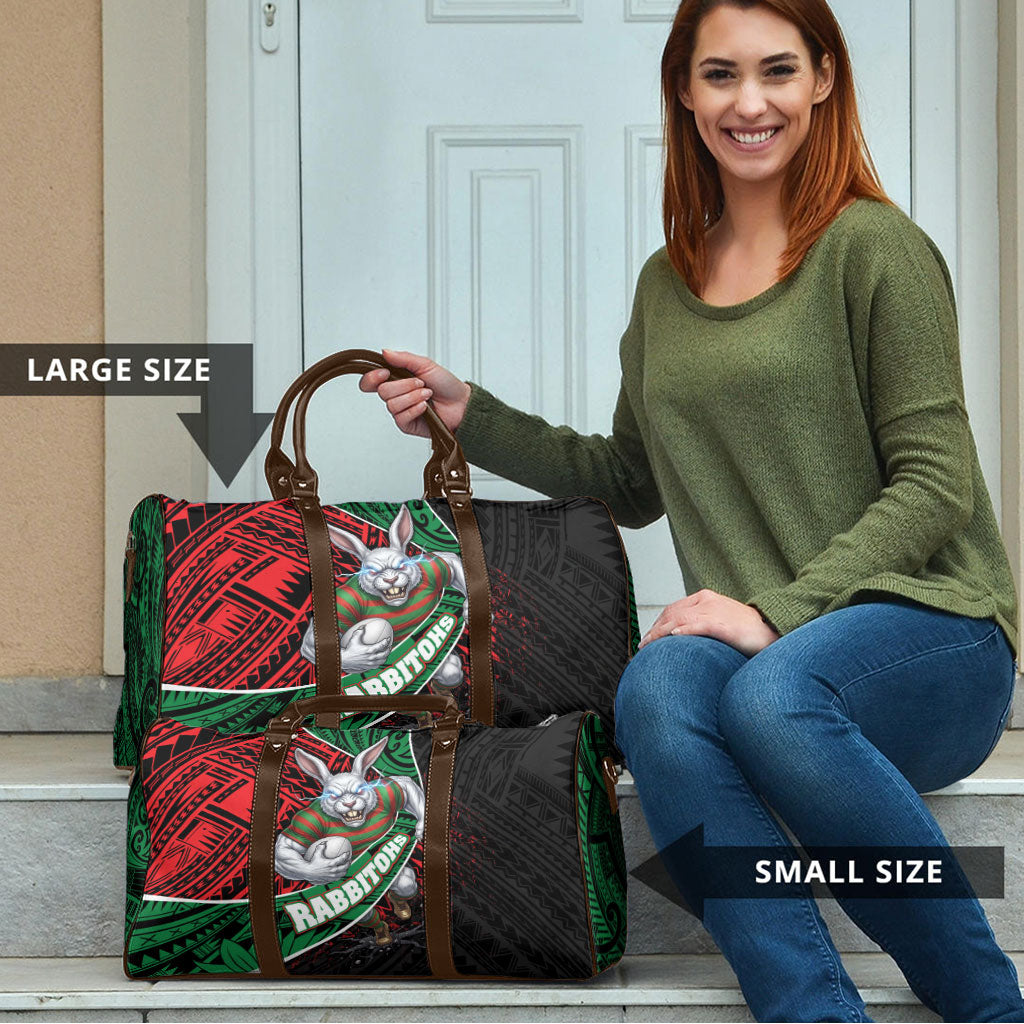 South Sydney Rabbitohs Rugby Travel Bag Tribal Polynesian Power Art - Lightning Mascot