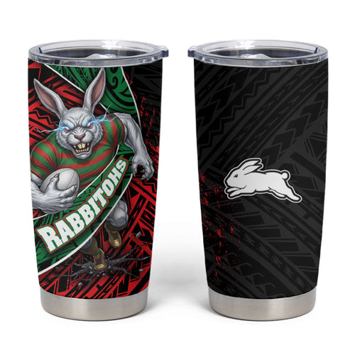 South Sydney Rabbitohs Rugby Tumbler Cup Tribal Polynesian Power Art - Lightning Mascot
