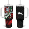South Sydney Rabbitohs Rugby Tumbler With Handle Tribal Polynesian Power Art - Lightning Mascot