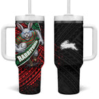 South Sydney Rabbitohs Rugby Tumbler With Handle Tribal Polynesian Power Art - Lightning Mascot