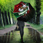 South Sydney Rabbitohs Rugby Umbrella Tribal Polynesian Power Art - Lightning Mascot