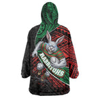 South Sydney Rabbitohs Rugby Wearable Blanket Hoodie Tribal Polynesian Power Art - Lightning Mascot