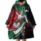South Sydney Rabbitohs Rugby Wearable Blanket Hoodie Tribal Polynesian Power Art - Lightning Mascot