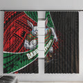 South Sydney Rabbitohs Rugby Window Curtain Tribal Polynesian Power Art - Lightning Mascot