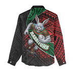 South Sydney Rabbitohs Rugby Women Casual Shirt Tribal Polynesian Power Art - Lightning Mascot